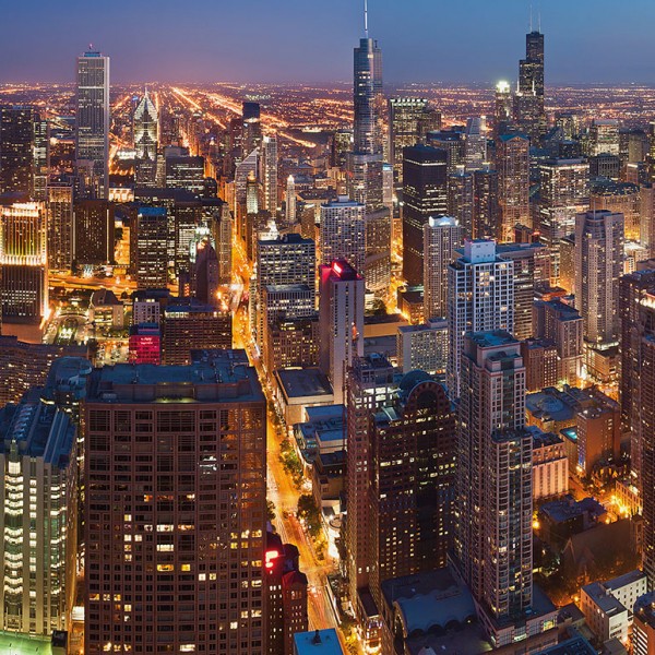 Fototapeten Night Chicago-AE95F7