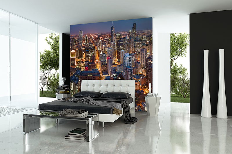 Fototapeten Länder und Städte Night Chicago-AE95F7