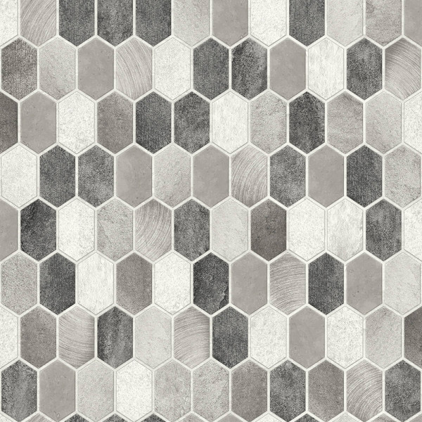 Peel and Stick Wallpaper Brushed Hex Tile-114154