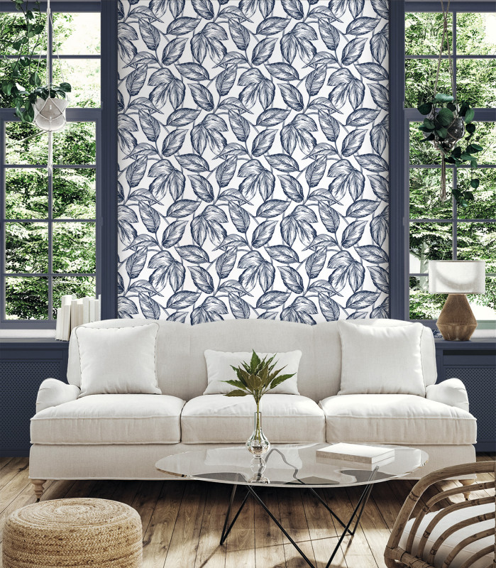Peel and Stick Wallpaper Sketched Leaves-213785