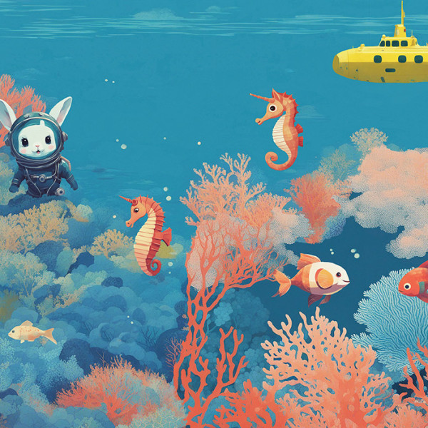 Fototapeten Kindermotive Bunny and Underwater World-437370