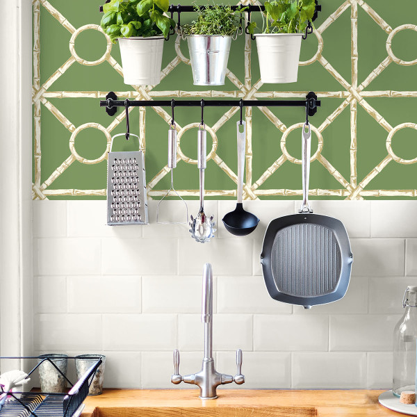 Geometric wallcoverings Zhen Bamboo-429138