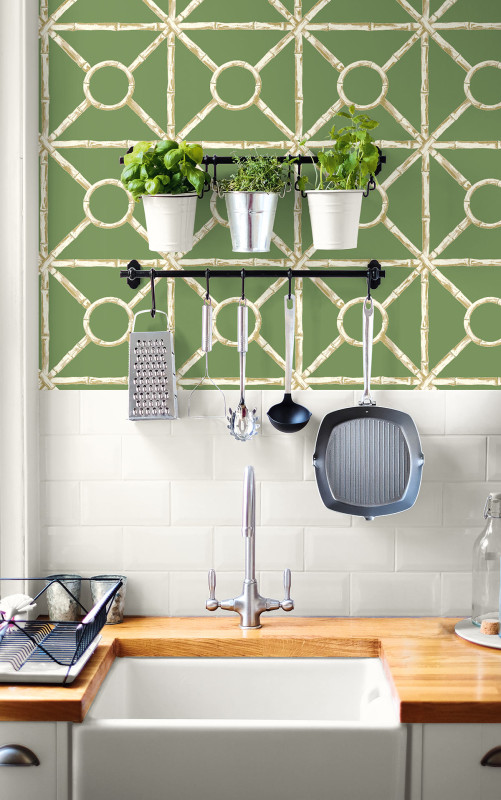 Geometric wallcoverings Zhen Bamboo-429138